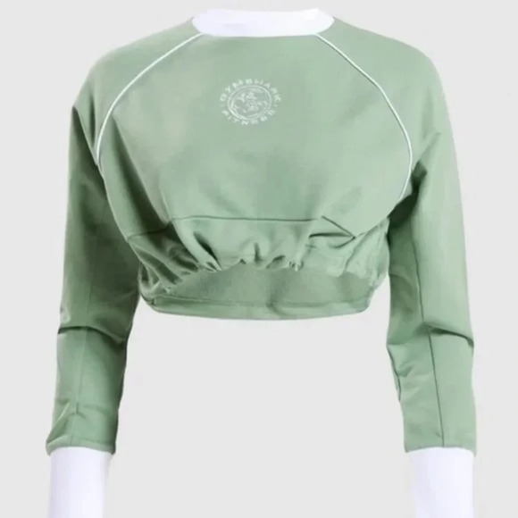 Gymshark Legacy Green Cropped Pullover Sweater size  Medium - Picture 1 of 9